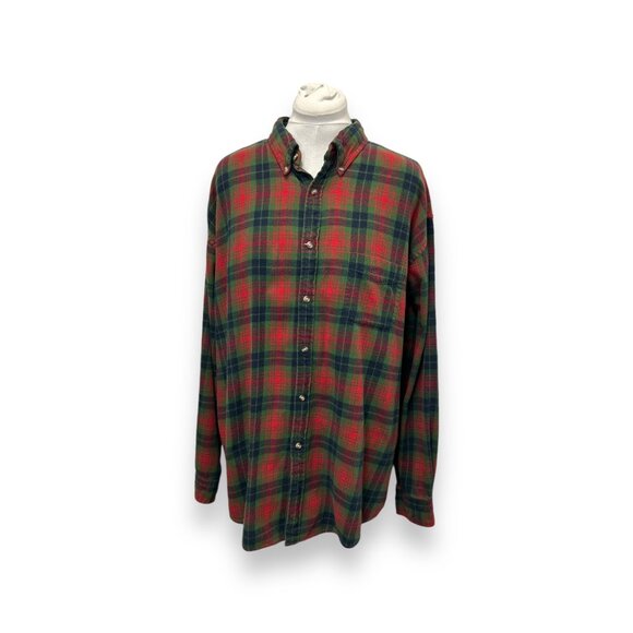 Saddlebred XXL Plaid Button-Down Long-Sleeve Flannel Mens Shirt 100% Cotton - Picture 1 of 8